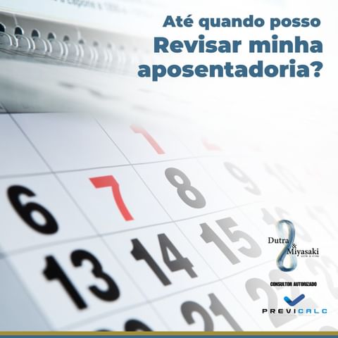 Arte sobre revisão de aposentadoria, com calendário e título em azul.